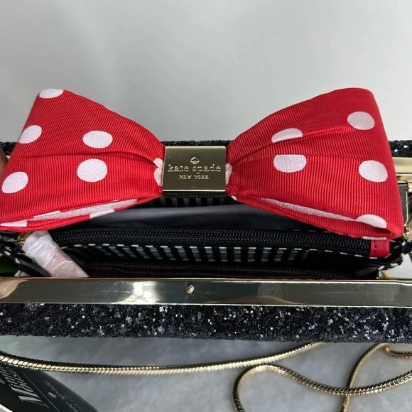 NWT Kate Spade x Disney Minnie Mouse BOW CLUTCH Crossbody Handbag Purse - Picture 7 of 9